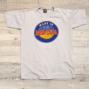 Vtg 80's Jerzees Single Stitch Montana Tshirt